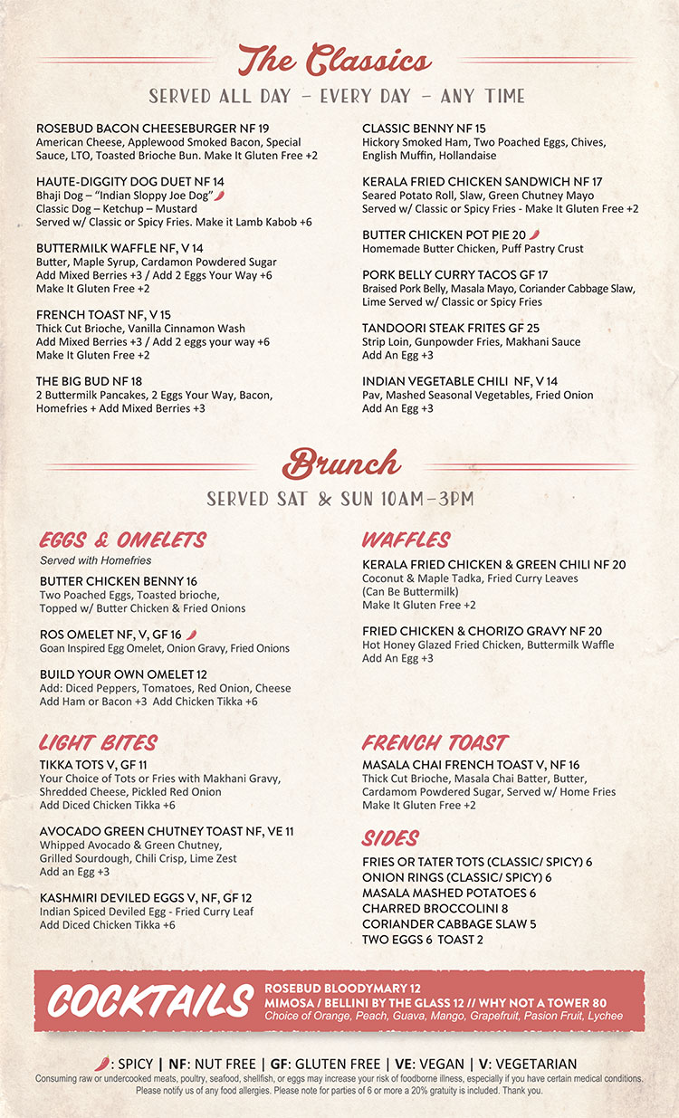 Menus Rosebud Bar & Kitchen